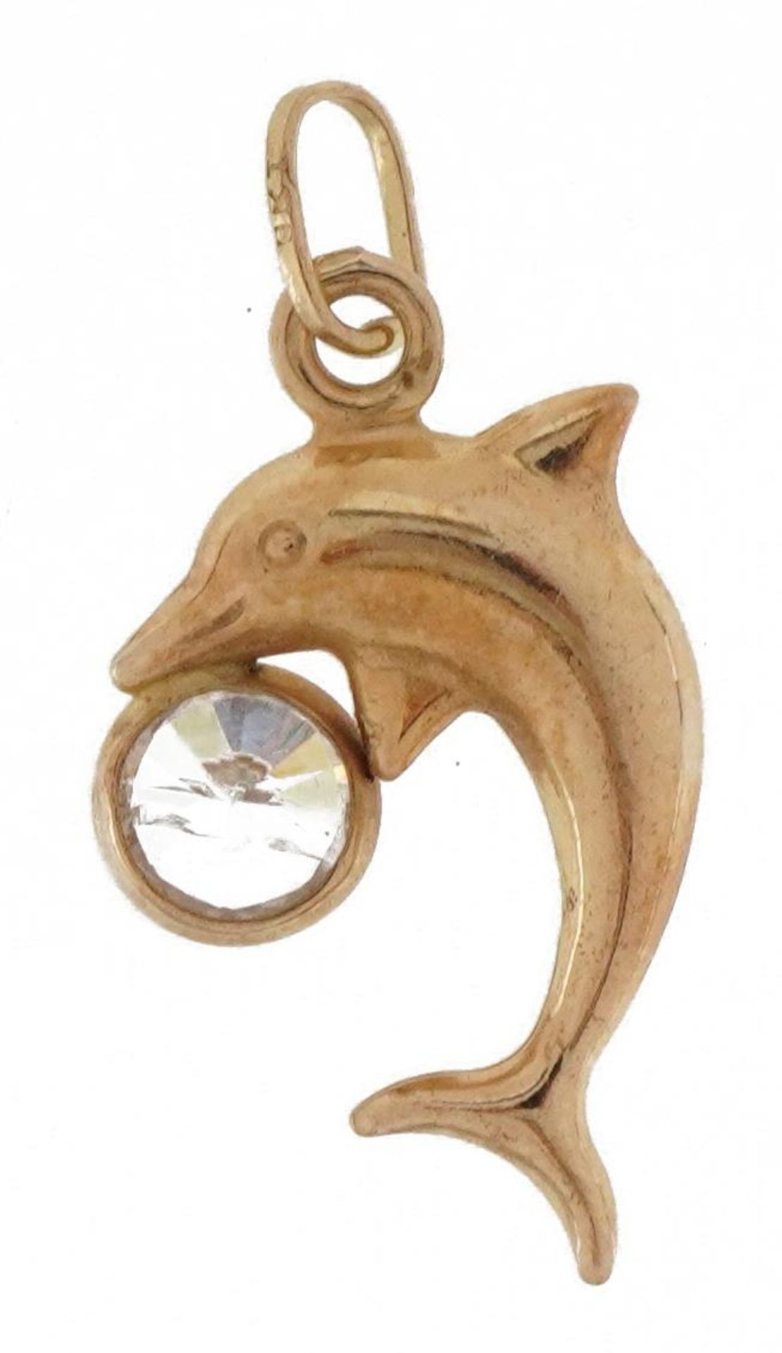 9ct gold dolphin pendant set with a clear stone, 2.1cm high, 0.8g - Bild 2 aus 3