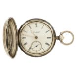 Thomas Howard, gentlemen's Victorian silver full hunter pocket watch with enamelled dial, the