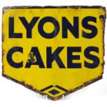Lyons Cakes advertising enamel sign, 43cm x 39cm
