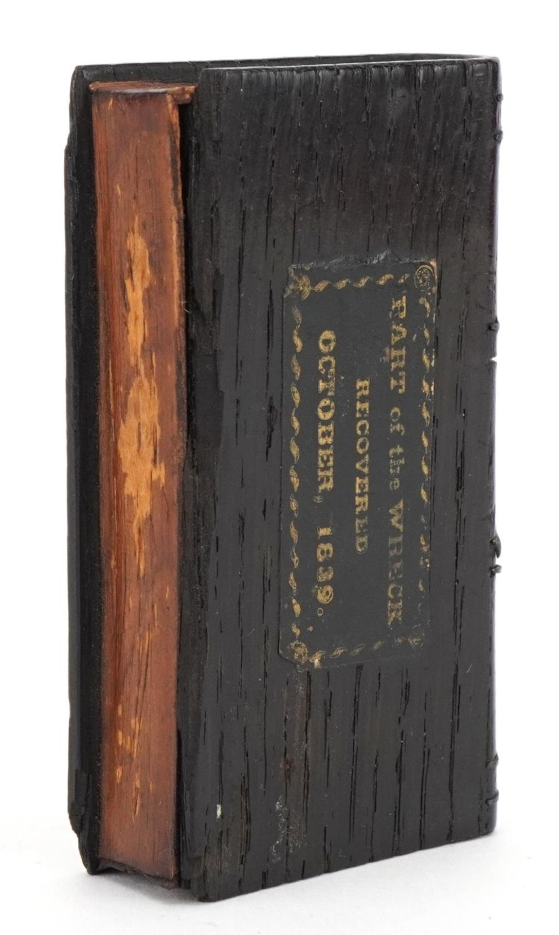 19th century Naval interest treen book made from part of the wreck of the Royal George sunk August - Image 3 of 8