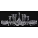 Collection of cut crystal and glassware including Webb Corbet and Stuart, the largest 32.5cm high