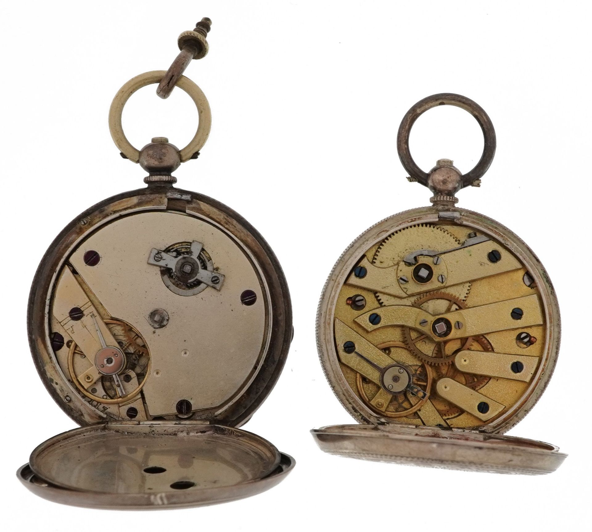 Two ladies pocket watches including an 800 grade silver example with enamelled floral dial, the - Bild 3 aus 4