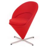 Contemporary cone chair in the style of Vitra with stainless steel swivel base, 82cm high