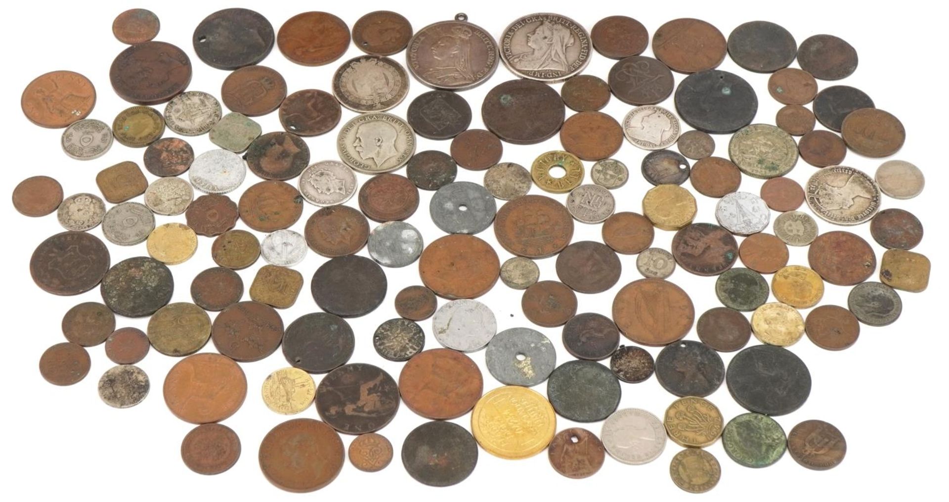 Early 19th century and later British and world coinage including two crowns, George IV half crown