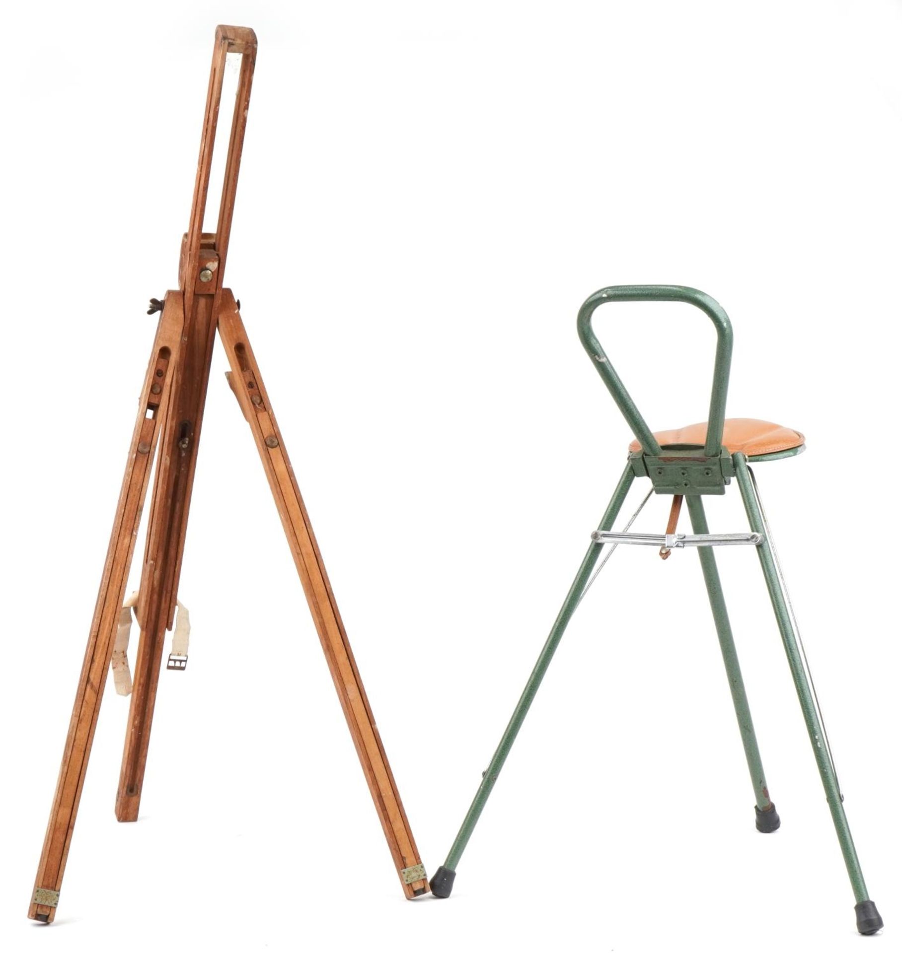 Vintage Winsor & Newton artist's easel and a folding artist's stool, the stool 52cm high - Bild 4 aus 4