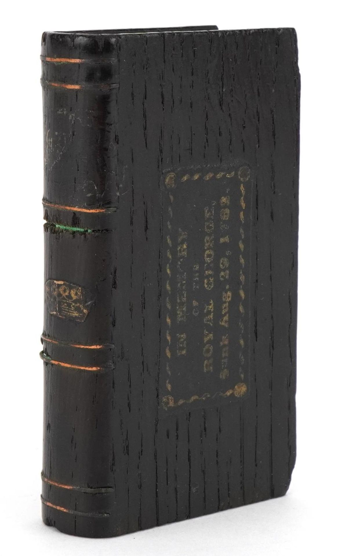 19th century Naval interest treen book made from part of the wreck of the Royal George sunk August