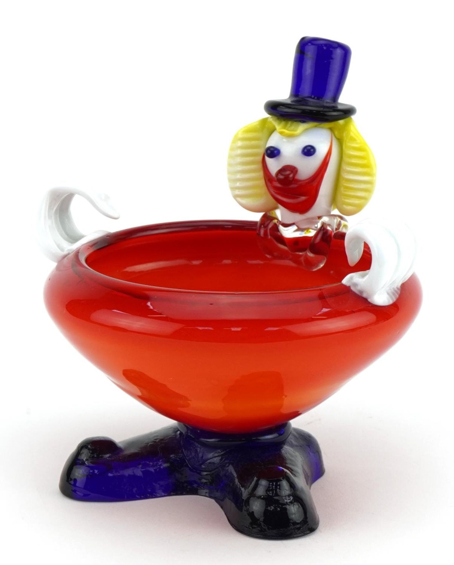 Murano style glass clown dish, 15cm high
