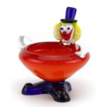 Murano style glass clown dish, 15cm high