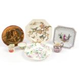 Victorian and later ceramics including Eton aesthetic plate decorated with birds amongst flowers and