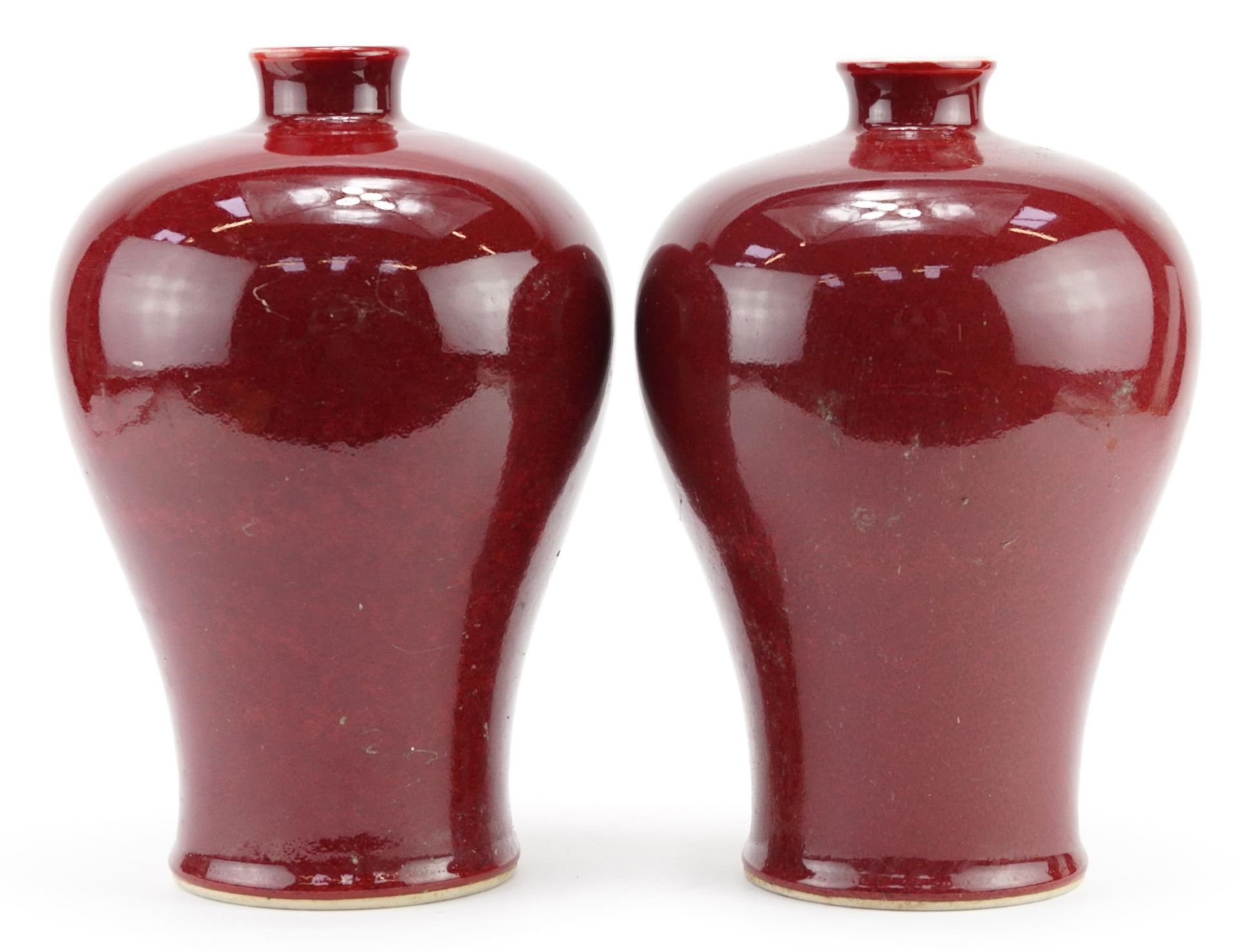 Pair of Chinese porcelain baluster vases having sang de boeuf glazes, each 29cm high - Image 4 of 6