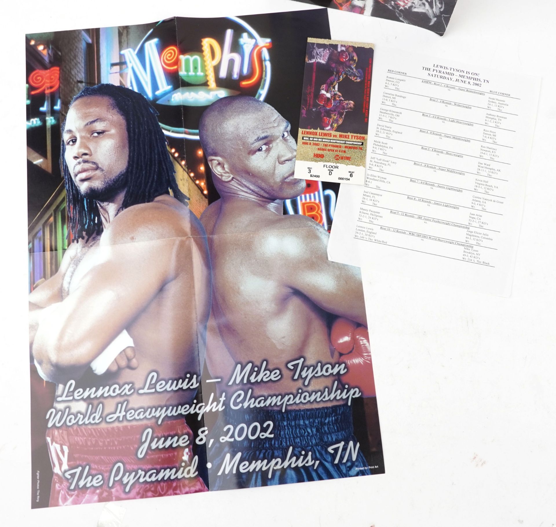 Lennox Lewis and Mike Tyson boxing programme with ticket dated 8th June 2002 - Image 3 of 3