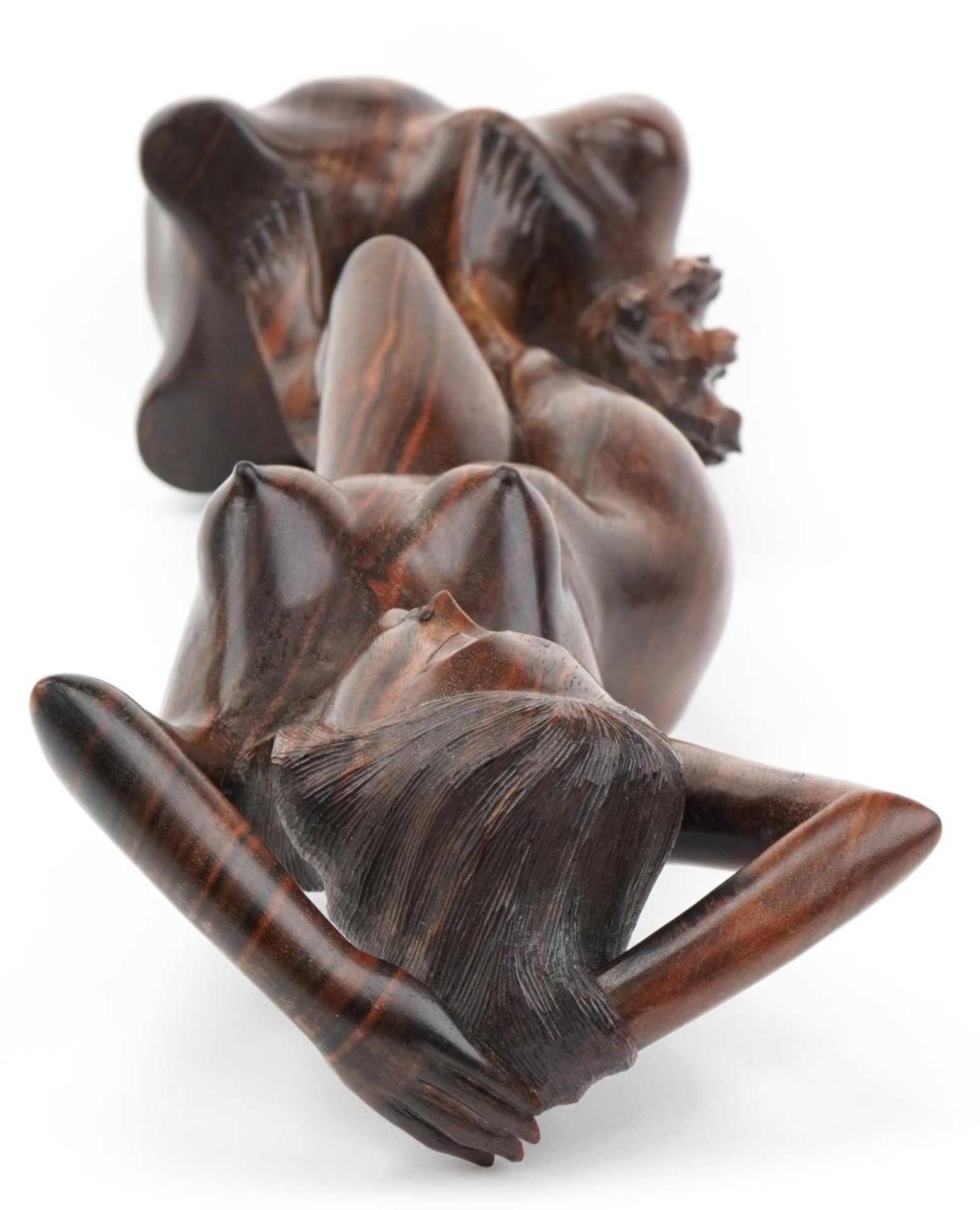 Thai tribal interest rosewood carving of a standing nude female, 52.5cm high - Image 11 of 14