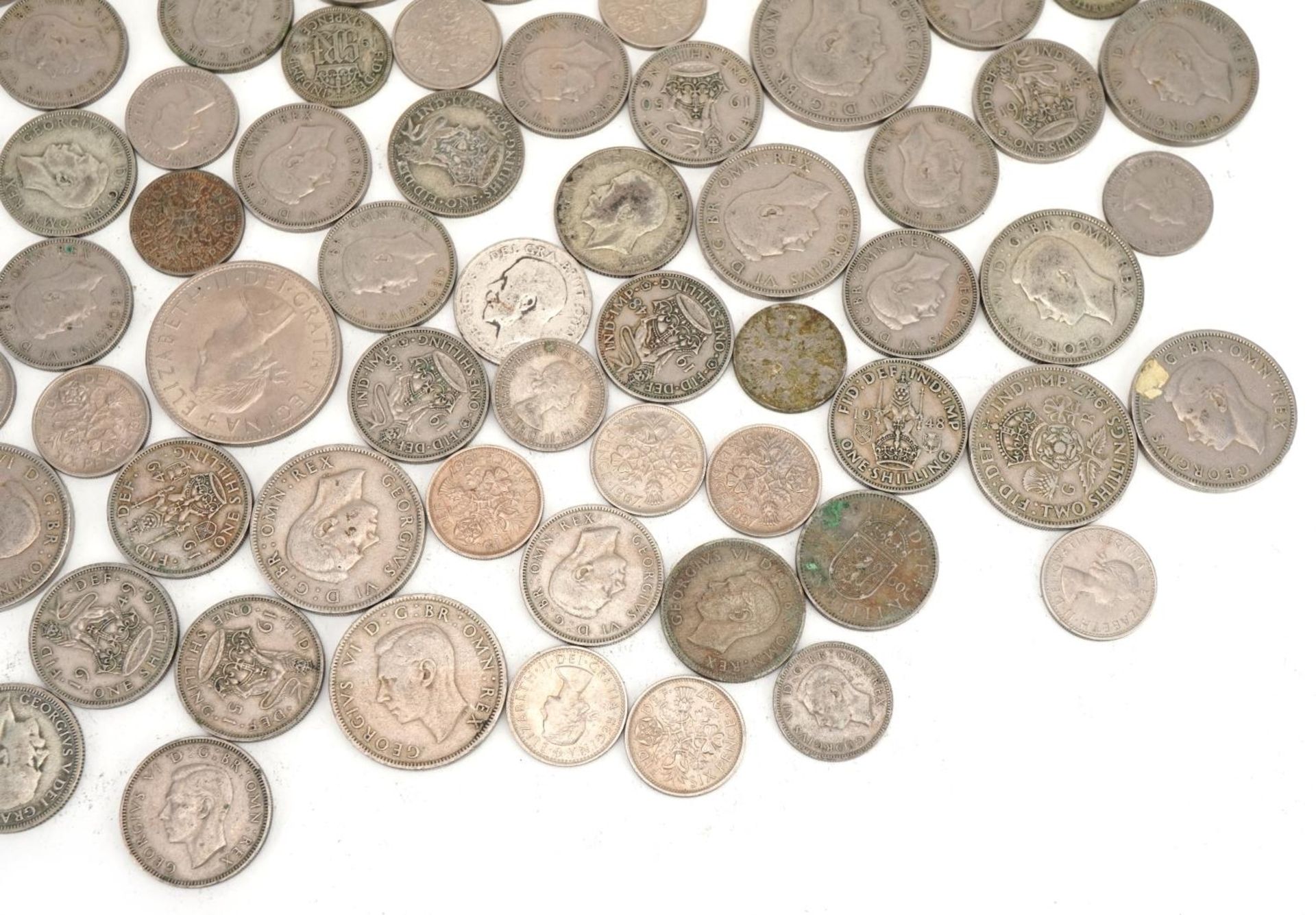 British pre decimal coinage, some pre 1947, including florins and sixpences - Image 5 of 5