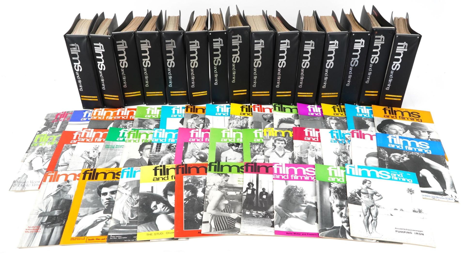 Large collection of 1960s and 70s Films & Filming magazines in fifteen binders