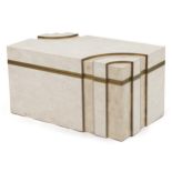 Art Deco style American mosaic marble style chest, 41.5cm H x 79.5cm W x 46cm D