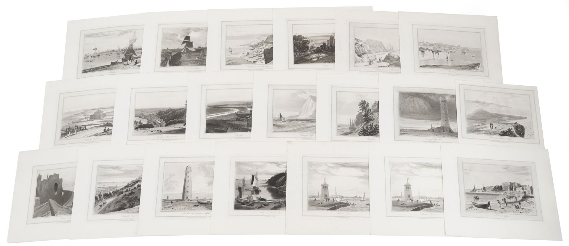 After William Daniell - Collection of 19th century engravings including Pier at Littlehampton,