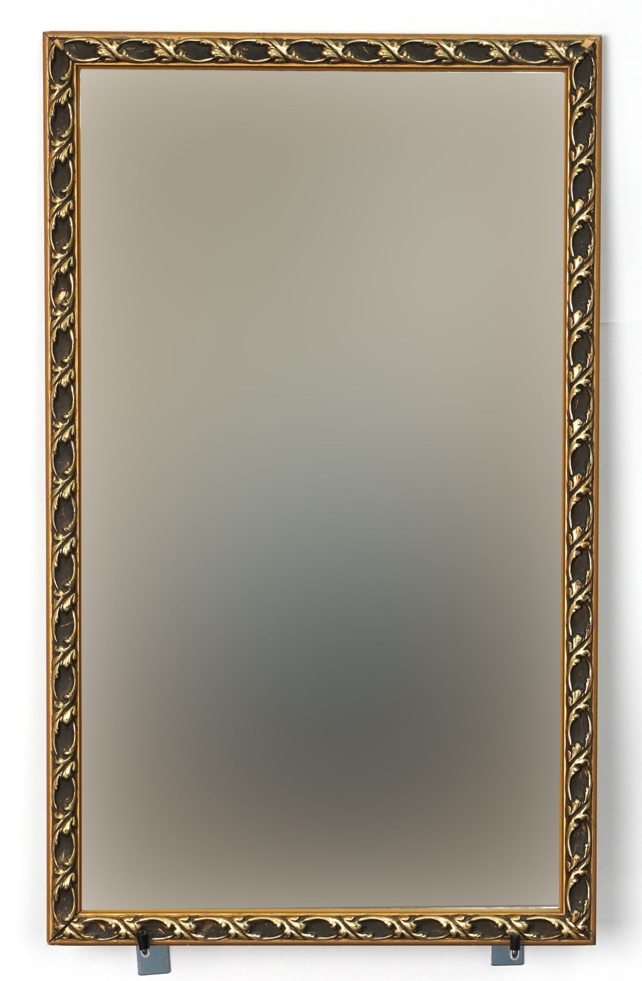 Rectangular framed wall hanging mirror with bevelled glass, 65cm x 40cm