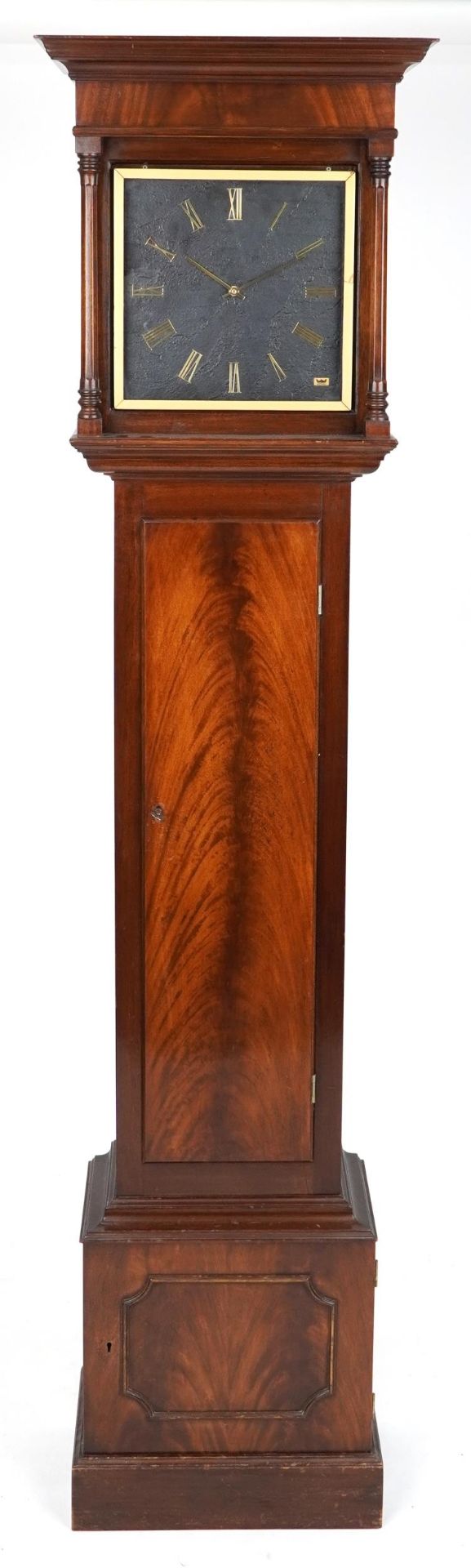 Astral mahogany longcase clock with Roman numerals, 200cm high