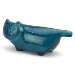 Baldelli, 1960s Italian pottery money box in the form of a stylised cat, 29cm in length