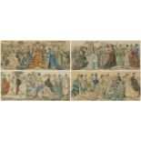 The Young Lady's Journal Monthly Panorama of Fashion, set of four 19th century fashion plates in