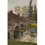 Bridge over the Stour, 20th century English school watercolour, mounted, framed and glazed, 22.5cm x