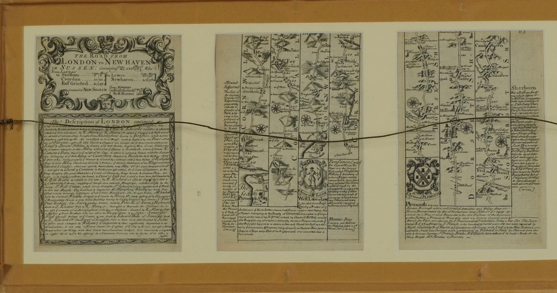 The Road from London to Newhaven and The Road from London to Land's End Cornwall, set of four 18th - Image 6 of 7