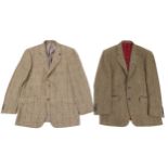 Two gentlemen's Johnston's fine Scottish tweed pure new wool jackets retailed by Brook Taverner,