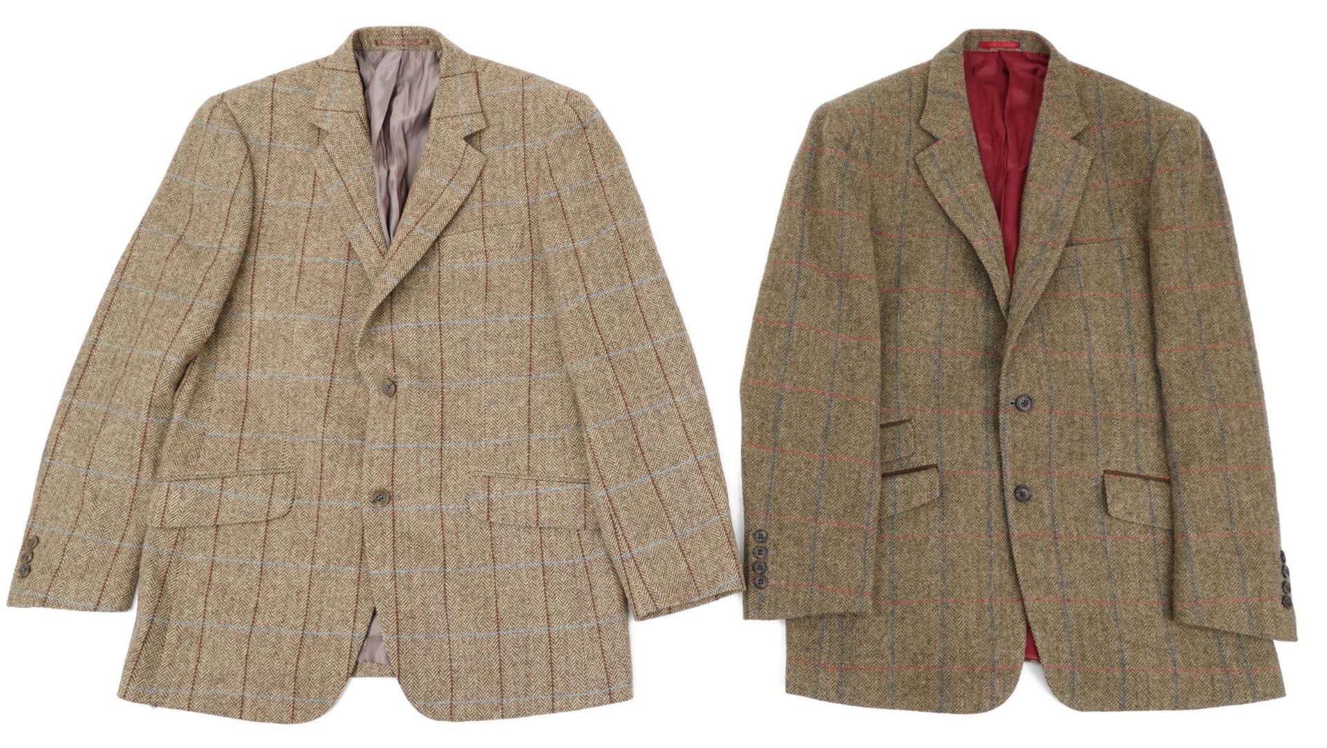 Two gentlemen's Johnston's fine Scottish tweed pure new wool jackets retailed by Brook Taverner,