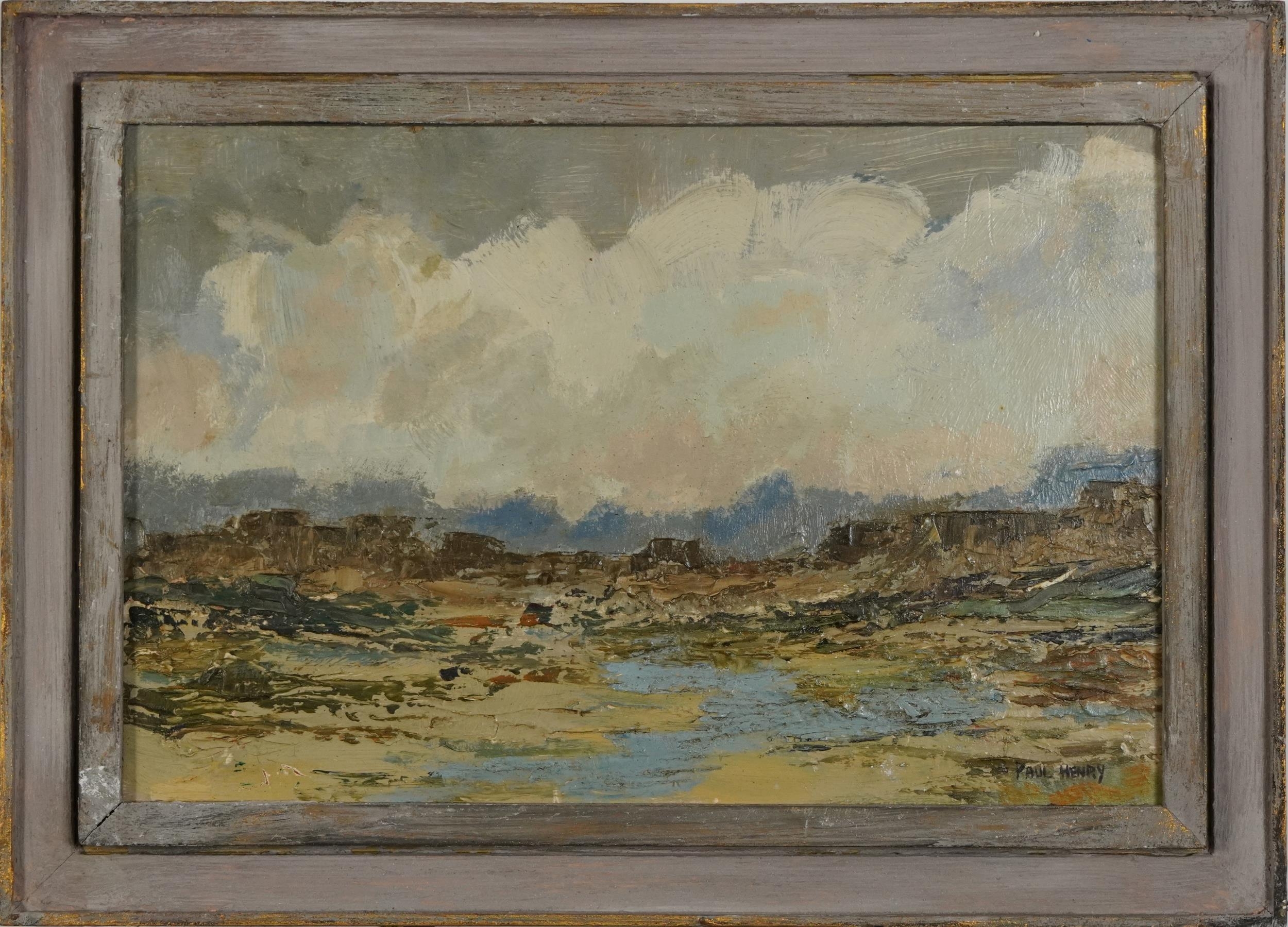 Paul Henry - Rocky landscape, Irish school Post Impressionist oil on board, mounted and framed, 44. - Image 2 of 4