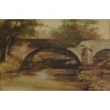 Mark Senior - Bridge over stream, 19th century watercolour, signed and indistinctly dates,