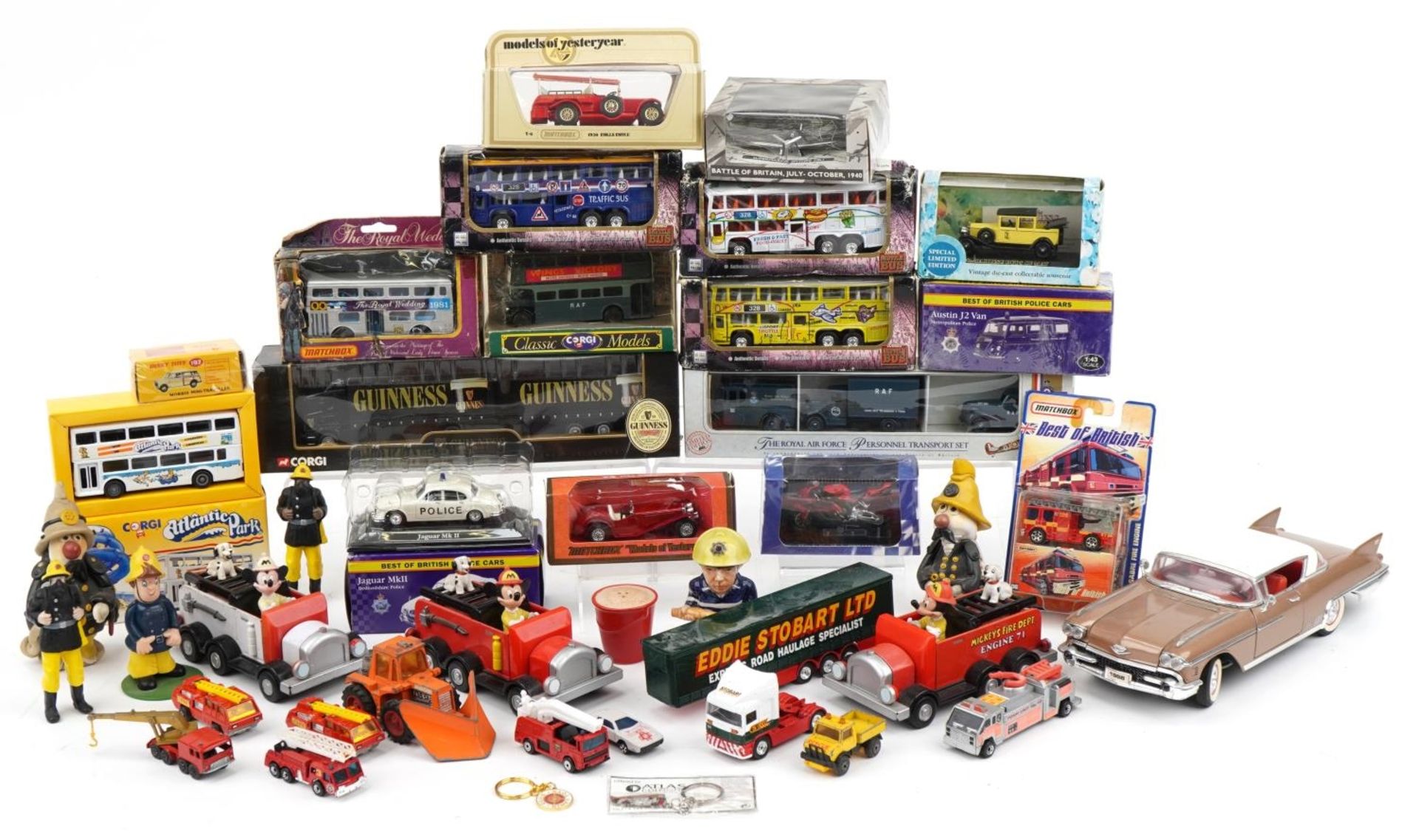 Collection of vintage and later toys including diecast vehicles with boxes