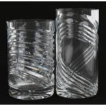 Two Scandinavian heavy clear art glass vases, the largest 23.5cm high