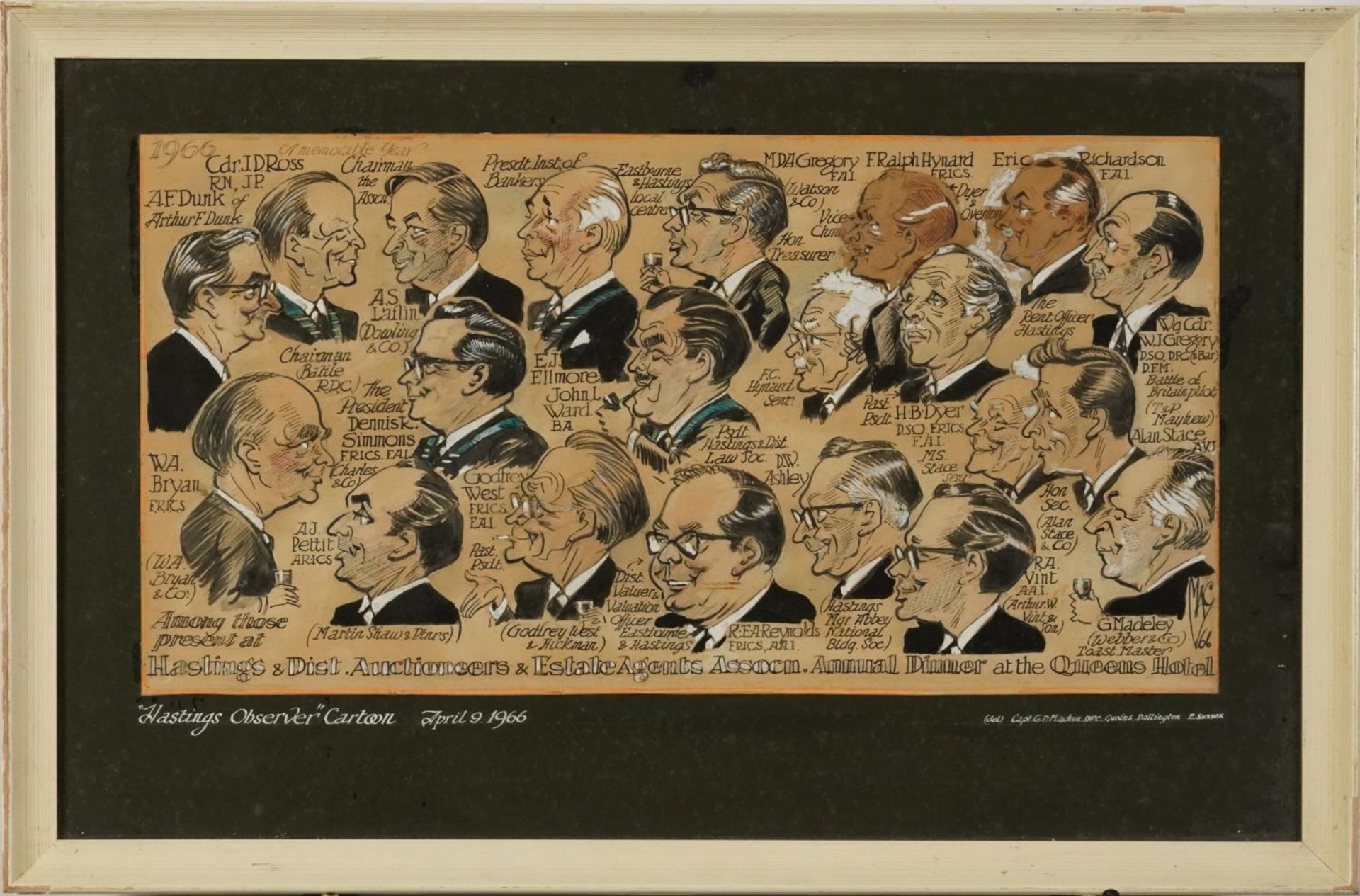 Hastings Observer cartoon 1966, heightened mixed media caricature inscribed Hastings & District - Image 3 of 12