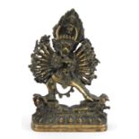 Indian patinated bronze figure of Mahakala, 17.5cm high