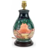 Moorcroft pottery baluster table lamp hand painted in the Mamoura pattern, 27cm high