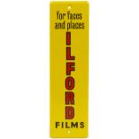Ilford Films enamel advertising sign, 26.5cm x 8cm