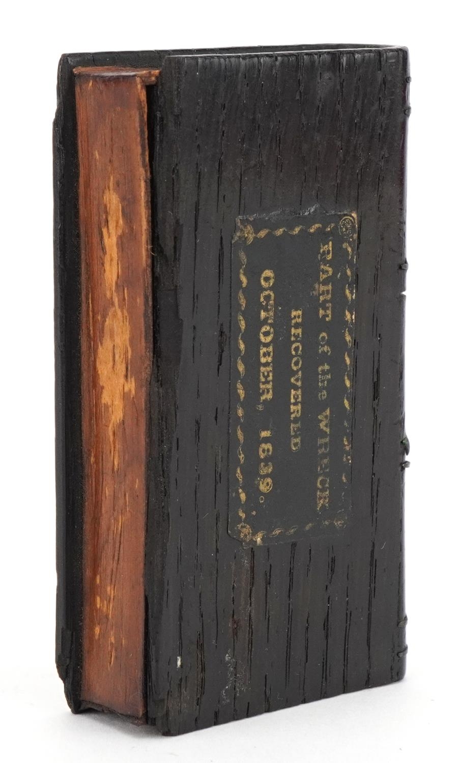 19th century Naval interest treen book made from part of the wreck of the Royal George sunk August - Image 4 of 8