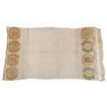 Turkish Ottoman Yaghk cotton and silk textile embroidered with flowers, 130cm x 66cm