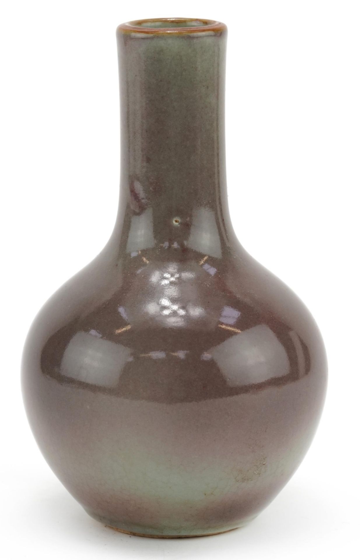 Chinese porcelain vase having a purple and green glaze, 16cm high - Image 2 of 3