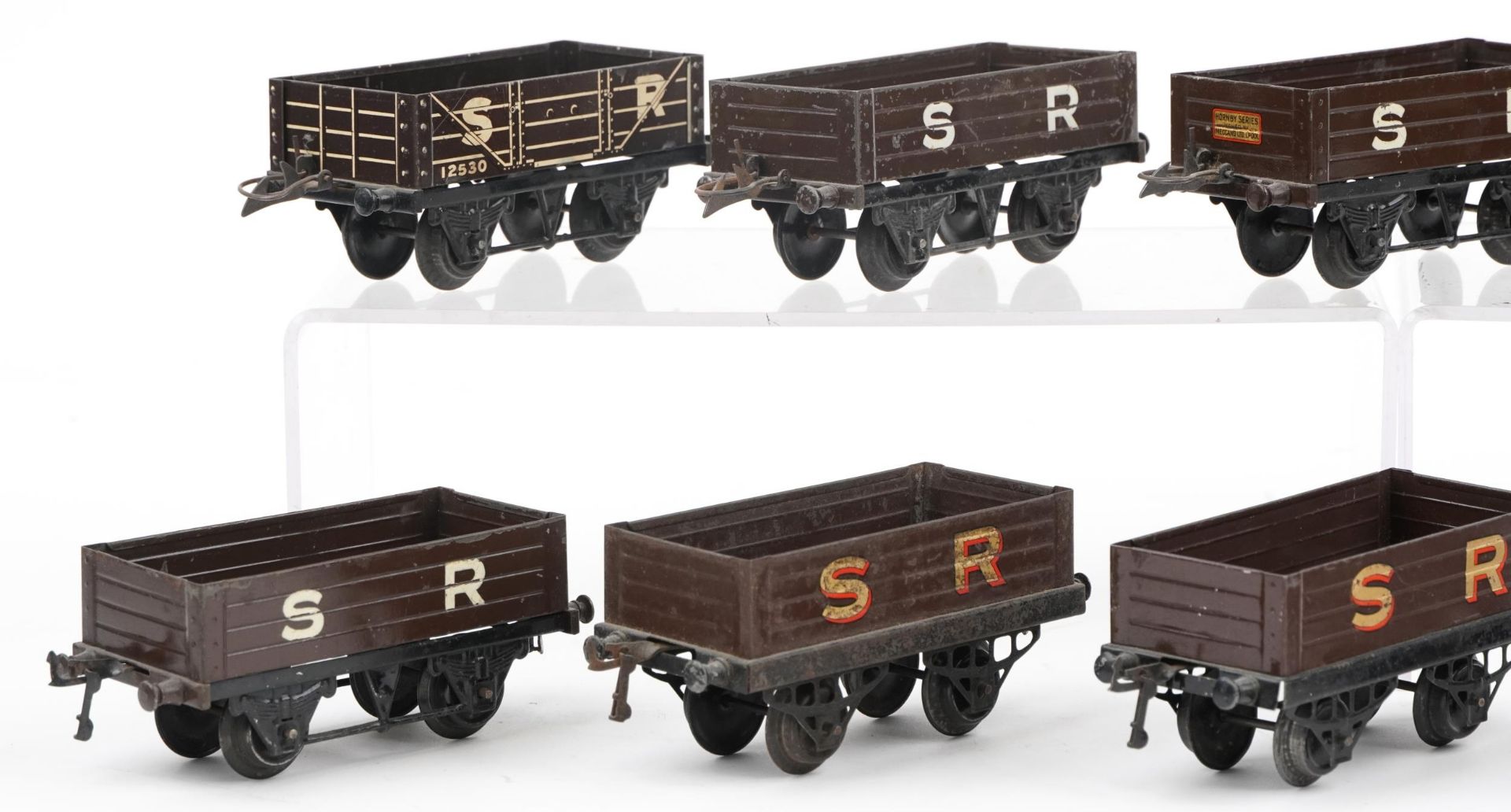 Ten Hornby O gauge tinplate model railway Southern Rail wagons - Image 2 of 3