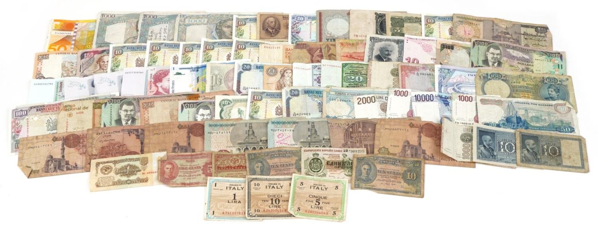 Collection of various world banknotes