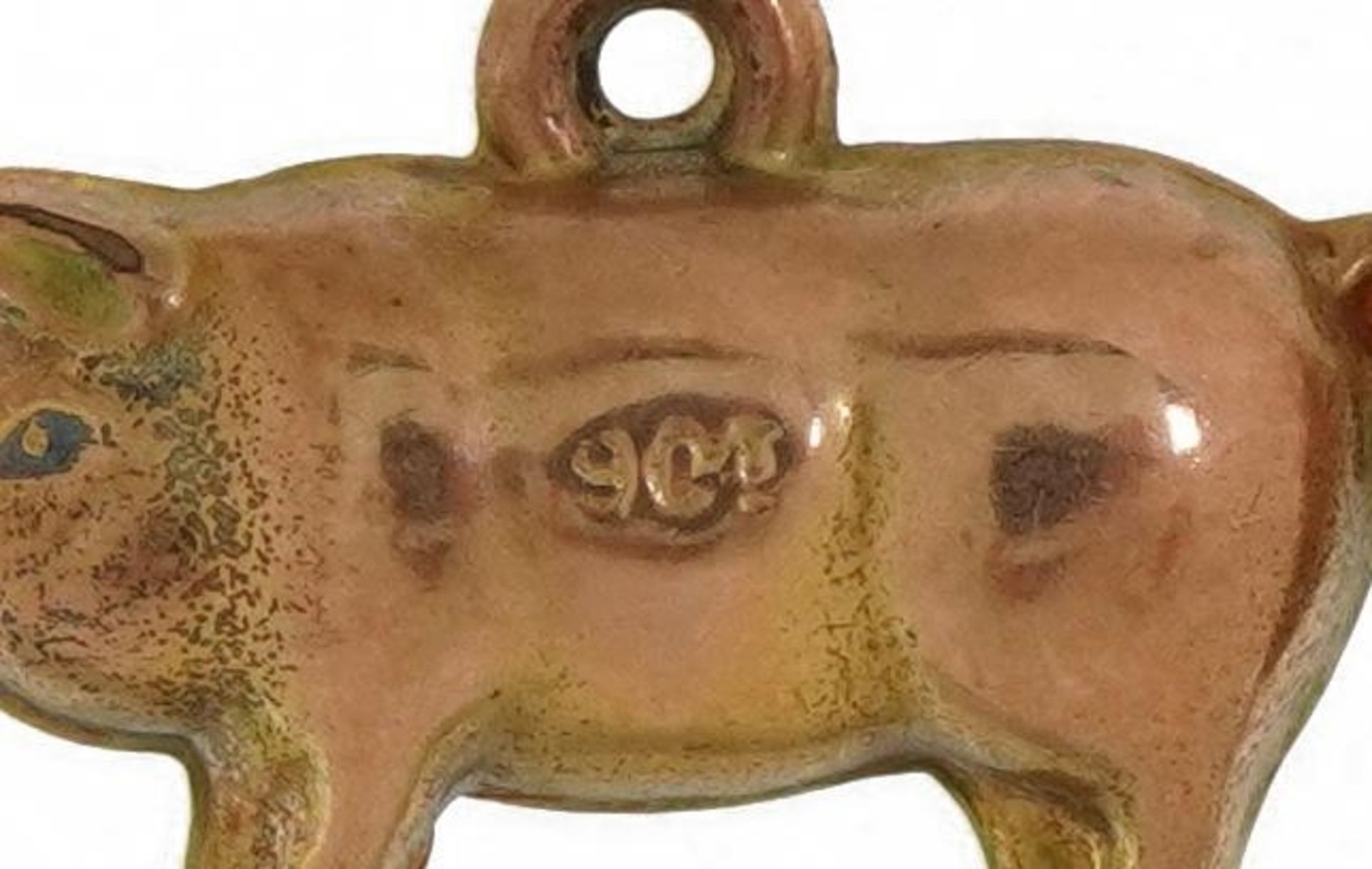 Two 9ct gold animal charms comprising pig and elephant, the largest 1.8cm wide, total 1.6g - Image 3 of 3