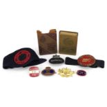 Post Office collectables including early postman armband, badges and Savings Bank