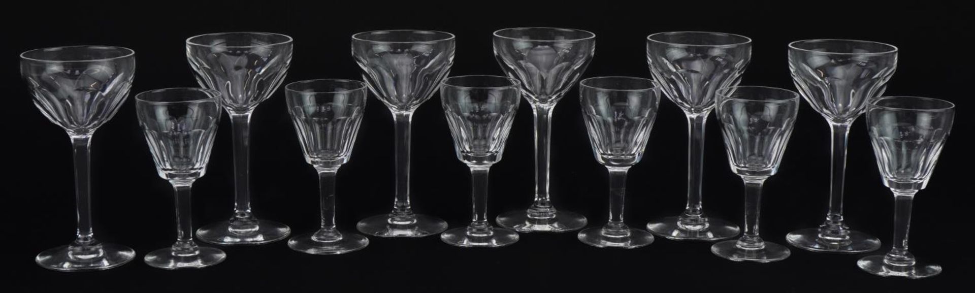Two sets of six good quality cut glass glasses, the largest each 11cm high - Image 2 of 6