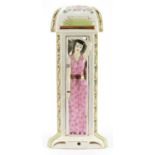 Maison Duchaussy for Limoges, Art Deco figural two piece perfume burner pierced and hand painted