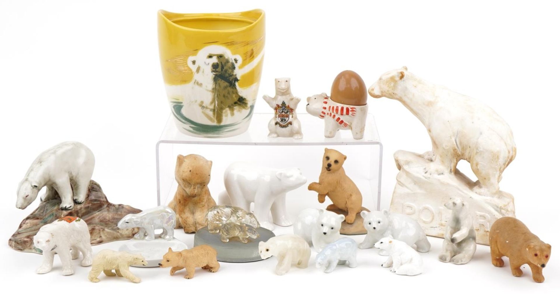 Collection of Art Deco and later polar bear figures and an ice pail, the largest 21cm high - Bild 2 aus 6