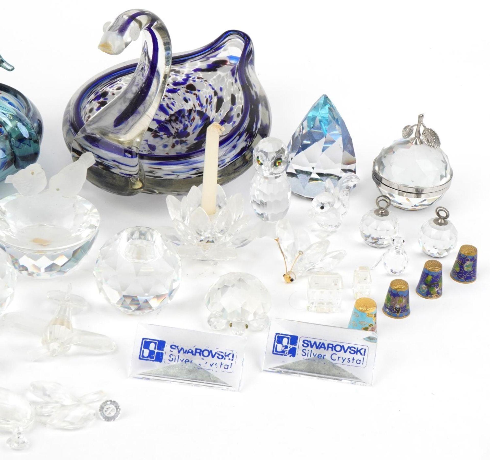 Glassware including Swarovski crystal animals, candlesticks and two Murano style ducks, the - Image 3 of 4