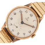Tudor, gentlemen's 9ct gold Tudor wristwatch with subsidiary dial with Tudor by Rolex box, the