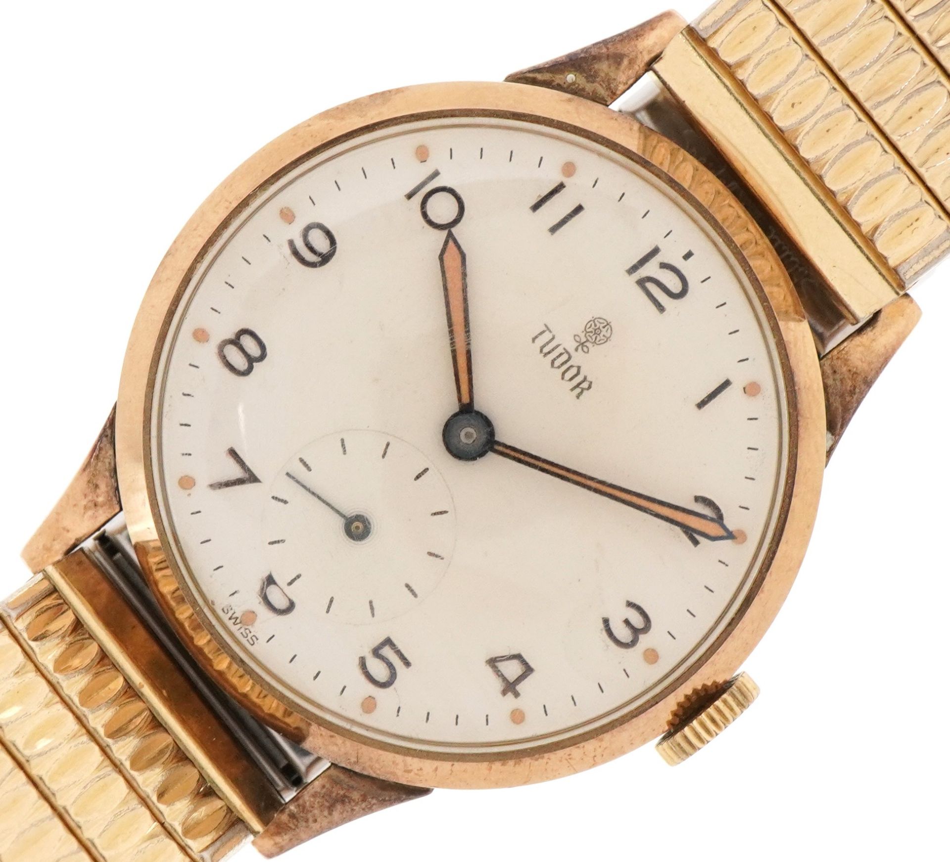 Tudor, gentlemen's 9ct gold Tudor wristwatch with subsidiary dial with Tudor by Rolex box, the