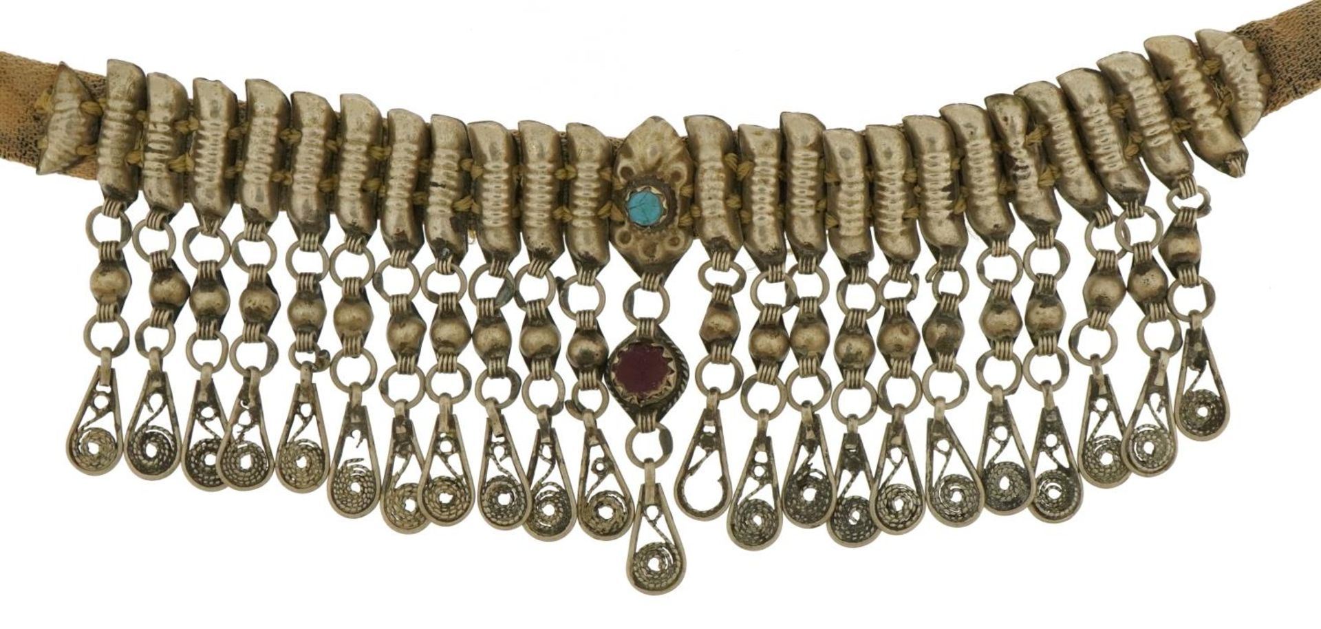 Turkish Ottoman white metal necklace, 33.5cm in length - Image 2 of 6